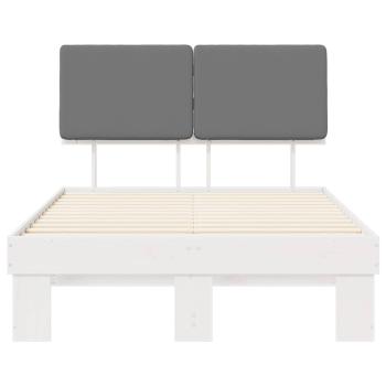 Bettgestell mit gepolstertem Kopfteil Hellgrau 120 x 200 cm