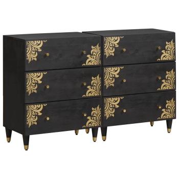 ARDEBO.de - Sideboard 2 pcs Schwarz 60 x 33 x 75 cm Massivholz Mango