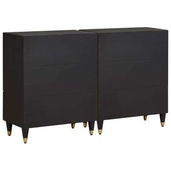 Sideboard 2 pcs Schwarz 60 x 33 x 75 cm Massivholz Mango