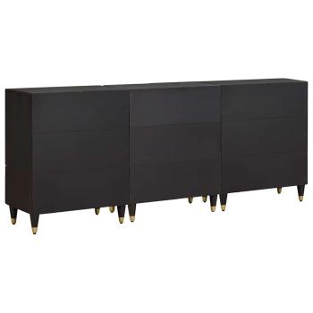 Badezimmerschrank-Set mit Regal 3 pcs Schwarz 180 x 33 x 75 cm