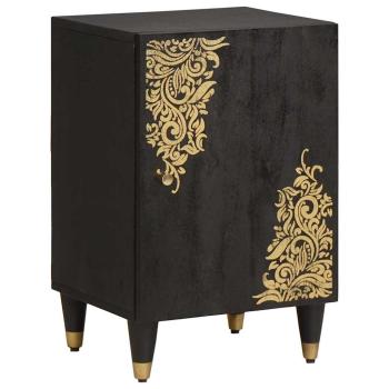 Badezimmerschrank-Set mit Tür 4 pcs Schwarz Massivholz Mango
