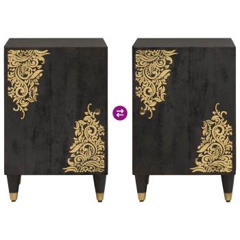Badezimmerschrank-Set mit Tür 4 pcs Schwarz Massivholz Mango