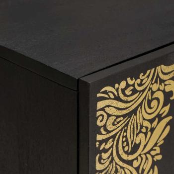 Badezimmerschrank-Set mit Tür 4 pcs Schwarz Massivholz Mango