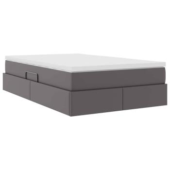 Aufbewahrungsbett mit Matratze Grau 120 x 200 cm Kunstleder