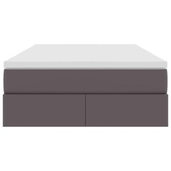 Aufbewahrungsbett mit Matratze Grau 120 x 200 cm Kunstleder