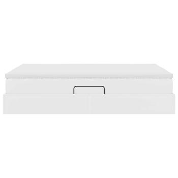 Aufbewahrungsbett mit Matratze Weiß 140 x 200 cm Kunstleder
