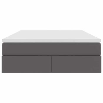Aufbewahrungsbett mit Matratze Grau 140 x 200 cm Kunstleder