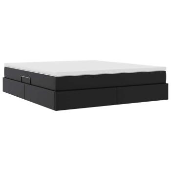 Aufbewahrungsbett mit Matratze Schwarz 180 x 200 cm Kunstleder