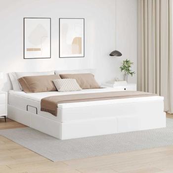 ARDEBO.de - Aufbewahrungsbett mit Matratze Weiß 180 x 200 cm Kunstleder