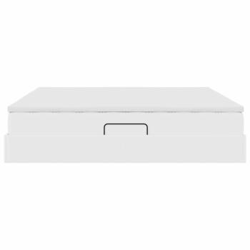 Aufbewahrungsbett mit Matratze Weiß 200 x 200 cm Kunstleder