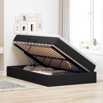 Aufbewahrungsbett mit Matratze Schwarz 120 x 190 cm Polyester