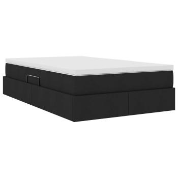 Aufbewahrungsbett mit Matratze Schwarz 120 x 190 cm Polyester