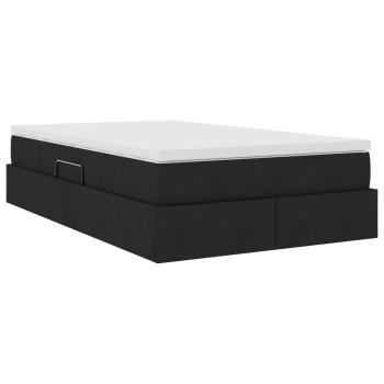 Aufbewahrungsbett mit Matratze Schwarz 120 x 190 cm Polyester