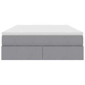 Aufbewahrungsbett mit Matratze Hellgrau 140 x 190 cm Polyester