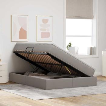 Aufbewahrungsbett mit Matratze Taupe 140 x 190 cm Polyester