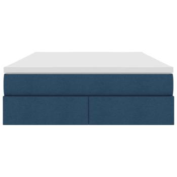 Aufbewahrungsbett mit Matratze Blau 140 x 200 cm Polyester