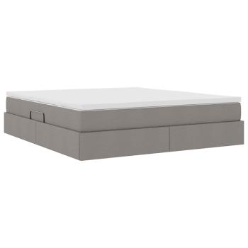 Aufbewahrungsbett mit Matratze Taupe 160 x 200 cm Polyester