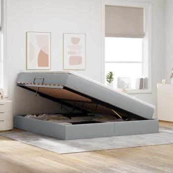 Aufbewahrungsbett mit Matratze Hellgrau 180 x 200 cm Polyester