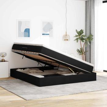Aufbewahrungsbett mit Matratze Schwarz 180 x 200 cm Polyester