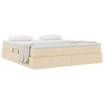 Aufbewahrungsbett mit Matratze Creme 180 x 200 cm Polyester