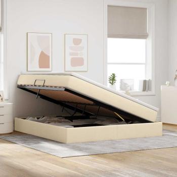 Aufbewahrungsbett mit Matratze Creme 180 x 200 cm Polyester