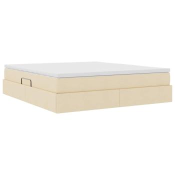 Aufbewahrungsbett mit Matratze Creme 180 x 200 cm Polyester