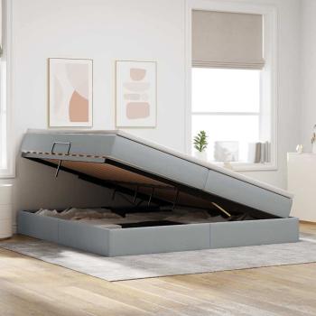 ARDEBO.de - Aufbewahrungsbett mit Matratze Hellgrau 200 x 200 cm Polyester