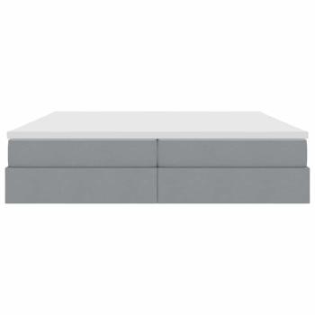 Aufbewahrungsbett mit Matratze Hellgrau 200 x 200 cm Polyester