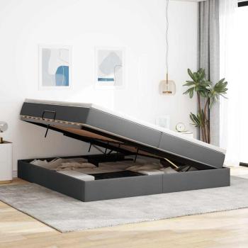 Aufbewahrungsbett mit Matratze Dunkelgrau 200 x 200 cm