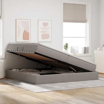 Aufbewahrungsbett mit Matratze Taupe 200 x 200 cm Polyester