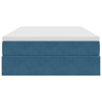 Aufbewahrungsbett mit Matratze Blau 120 x 190 cm Samt