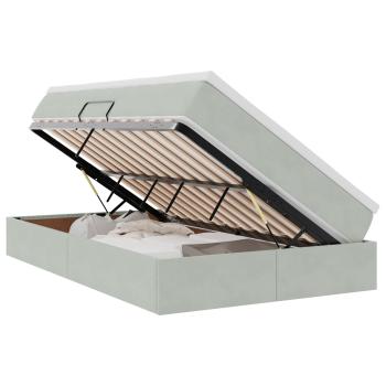 Aufbewahrungsbett mit Matratze Hellgrau 120 x 200 cm Samt