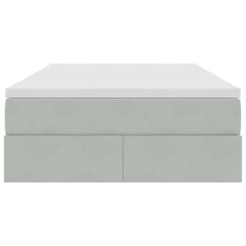 Aufbewahrungsbett mit Matratze Hellgrau 120 x 200 cm Samt