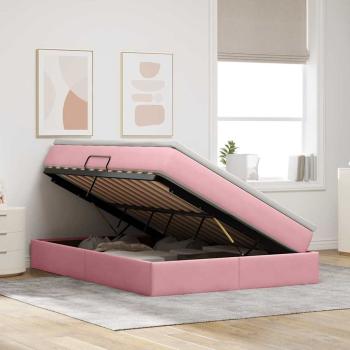 Aufbewahrungsbett mit Matratze Rosa 140 x 190 cm Samt