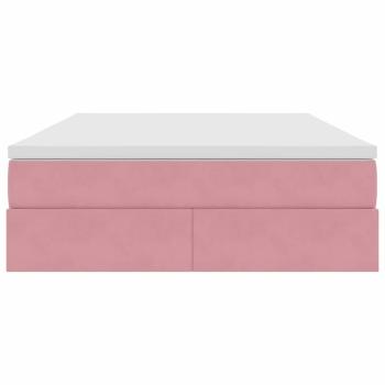 Aufbewahrungsbett mit Matratze Rosa 140 x 190 cm Samt