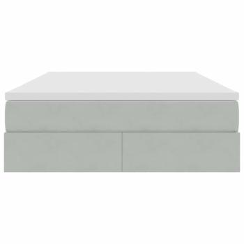 Aufbewahrungsbett mit Matratze Hellgrau 140 x 200 cm Samt