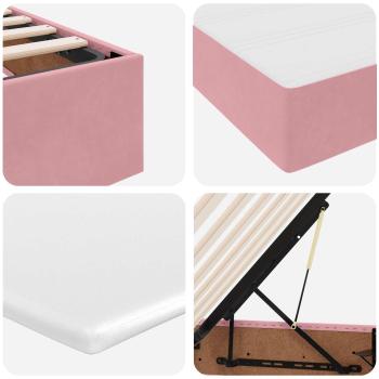 ARDEBO.de - Aufbewahrungsbett mit Matratze Rosa 140 x 200 cm Samt