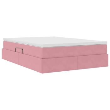 Aufbewahrungsbett mit Matratze Rosa 140 x 200 cm Samt
