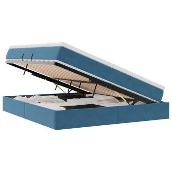 ARDEBO.de - Aufbewahrungsbett mit Matratze Dunkelblau 160 x 200 cm Samt