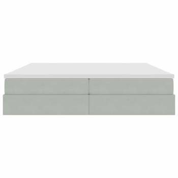 Aufbewahrungsbett mit Matratze Hellgrau 200 x 200 cm Samt