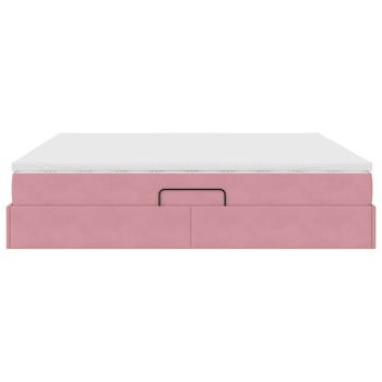 Aufbewahrungsbett mit Matratze Rosa 200 x 200 cm Samt