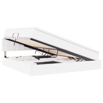 Aufbewahrungsbett mit Matratze Reinweiß 200 x 200 cm Kunstleder