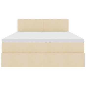 Aufbewahrungsbett mit Matratze Creme 140 x 200 cm Holzwerkstoff