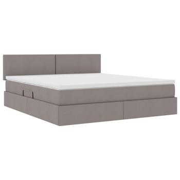 Aufbewahrungsbett mit Matratze Taupe 180 x 200 cm Samt