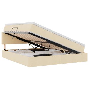 ARDEBO.de - Aufbewahrungsbett mit Matratze Creme 180 x 200 cm Holzwerkstoff