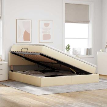 Aufbewahrungsbett mit Matratze Creme 180 x 200 cm Holzwerkstoff
