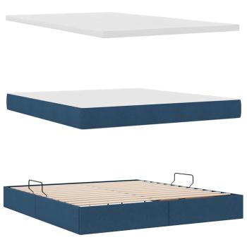 Aufbewahrungsbett mit Matratze Blau 180 x 200 cm Holzwerkstoff