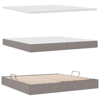 Aufbewahrungsbett mit Matratze Taupe 200 x 200 cm Holzwerkstoff