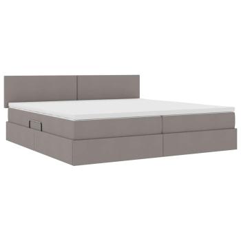 Aufbewahrungsbett mit Matratze Taupe 200 x 200 cm Samt