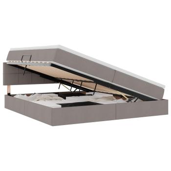 Aufbewahrungsbett mit Matratze Taupe 200 x 200 cm Holzwerkstoff